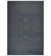 Gray ornate border design rug for classic living rooms.